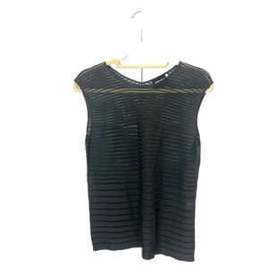Giorgio Armani Y2K Mesh Top Women’s 42 Italy Green Striped Boxy